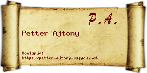 Petter Ajtony névjegykártya